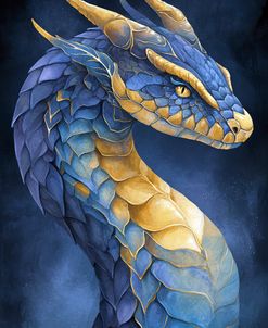Ethereal Creature Blue And Gold Horned Viper