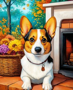 Corgi Colorful Autumn Portrait