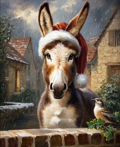 Donkey With Santa Claus Hat (1)