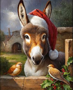 Donkey With Santa Claus Hat (2)