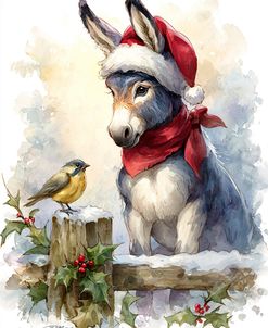 Donkey With Snow In Watercolor (2)