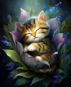 Kitten Between Petals