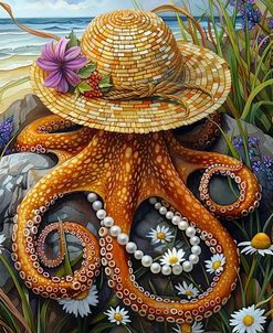 Miss Octopus With Hat And Pearls