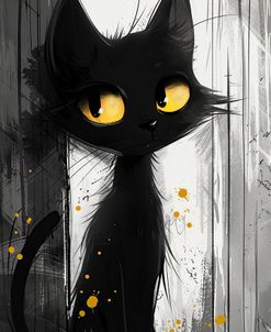 Black Cat With Big Yellow Eyes
