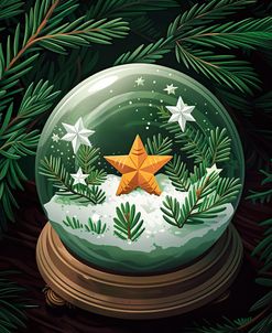 Christmas Globe With Orange And Green Star