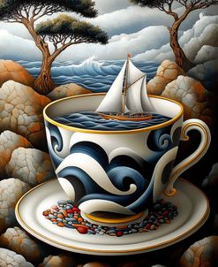 Surreal Cup By Yourself With Sea And Boat Inside