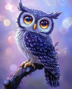 Young Blue Owl With Big Yellow Eyes