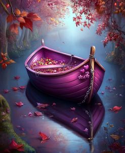 Romantic Purple Boat On The River