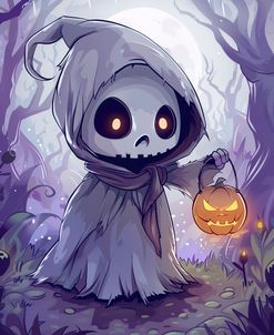 Small Skeleton With Lantern Pumpkin