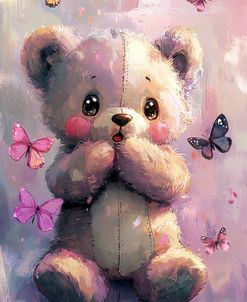 Pink Bear With Butterflies