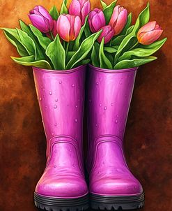 Pink Rain Boots And Tulips 1