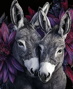 Donkeys And Flowers