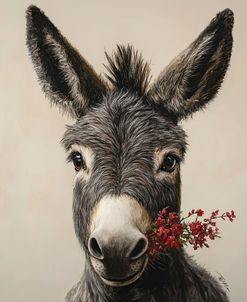 Portrait Of A Donkey With Beige Background