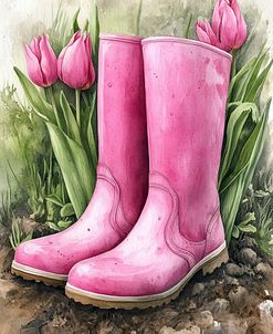 Pink Rain Boots And Tulips 2