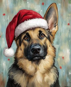 German Shepherd With Santa Hat