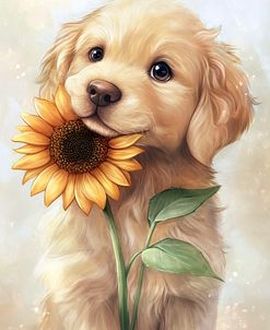 Labrador And Sunflower