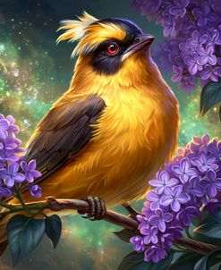 Golden Bird Among Lilacs