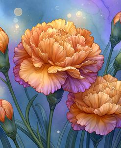 Peach Carnation Blooms