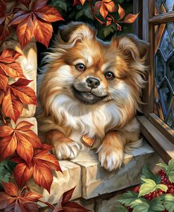 Autumn Window Dog