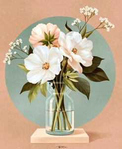White Blossoms In Glass