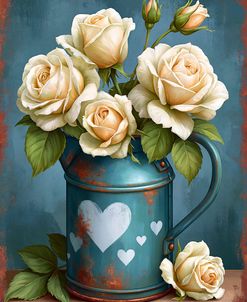 Roses In A Heart Tin