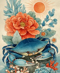 Blue Crab Peonies And Pearls