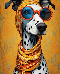 Dalmatian Dog With Glasses And Scarf
