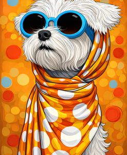 Fashionable Maltese Dog With Scarf