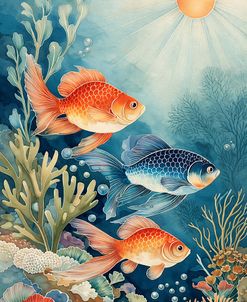 Golden Fish And Pearls