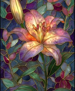 Stained Glass With Pink Lily