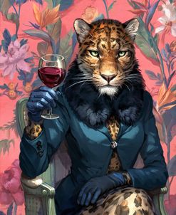 Leopard With Wine Elegant Portrait