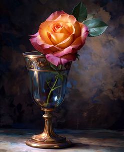 Single Rose In Glass Still Life Painting