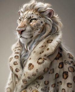 Snow Leopard Winter Portrait Close Up