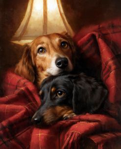 Two Dogs Cozy Home Evening Light