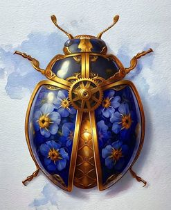 Blue And Gold Beetle Decorative Illustration