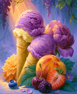 Berry Ice Cream Cones With Summer Fruit