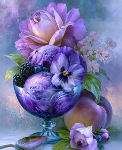 Floral Ice Cream Dessert In Glass Cup