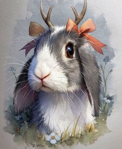 Jackolope with Antlers Woodland Portrait