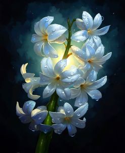 White Hyacinth Floral Night Illustration