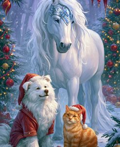 White Horse Christmas Fantasy Scene