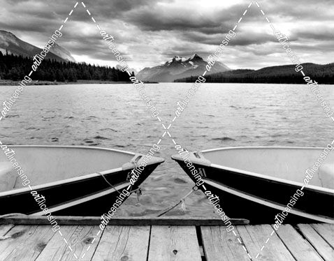 Two Boats At Lake Maligne, Canadian Rockies 06