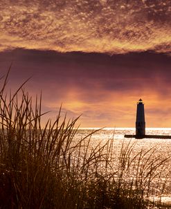 Frankfort Lighthouse at Sunset, Frankfort, Michigan ’13-color
