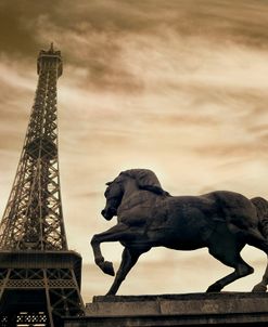 Eiffel Tower & Statue, Paris, France – Monotint