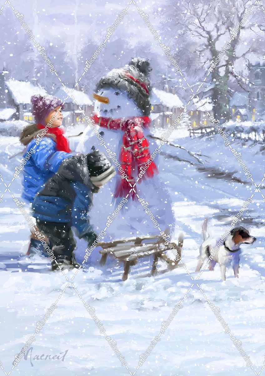 0054 Kids And Snowman