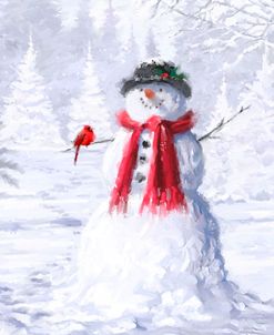 0317 Snowman With Cardinal