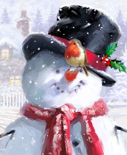 1607 Snowman with Robin