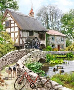 0871 Watermill with Row Boat and Dog