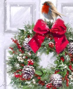 0857 Robin on Wreath Copy