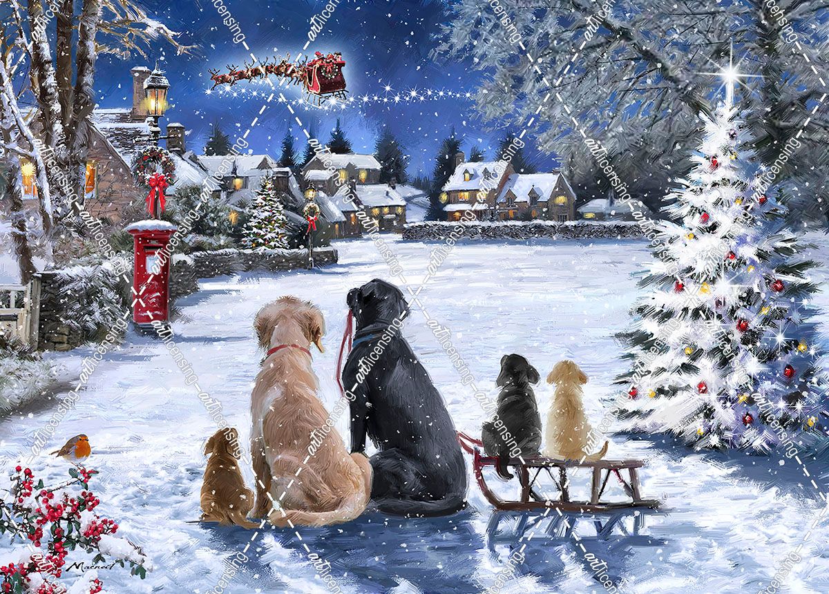 1907 Dogs Watching Santa