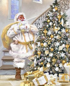 2089 Santa In White And Tree